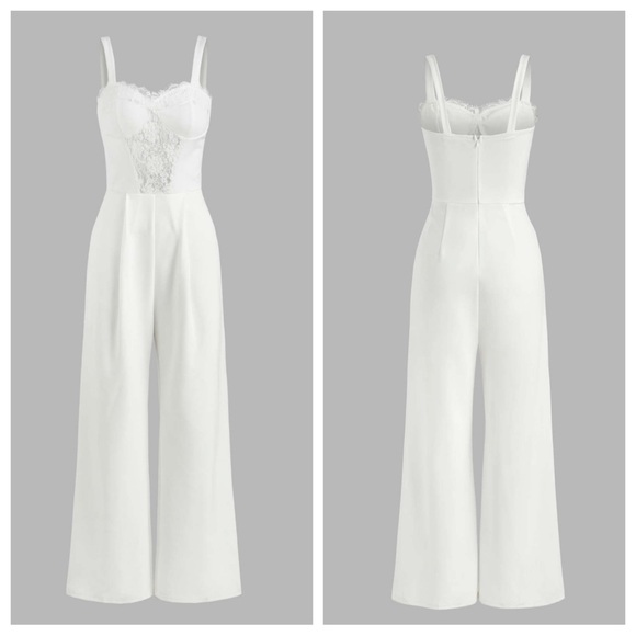 Cider Pants - Cider LACE PATTERN Wide Leg JUMPSUIT